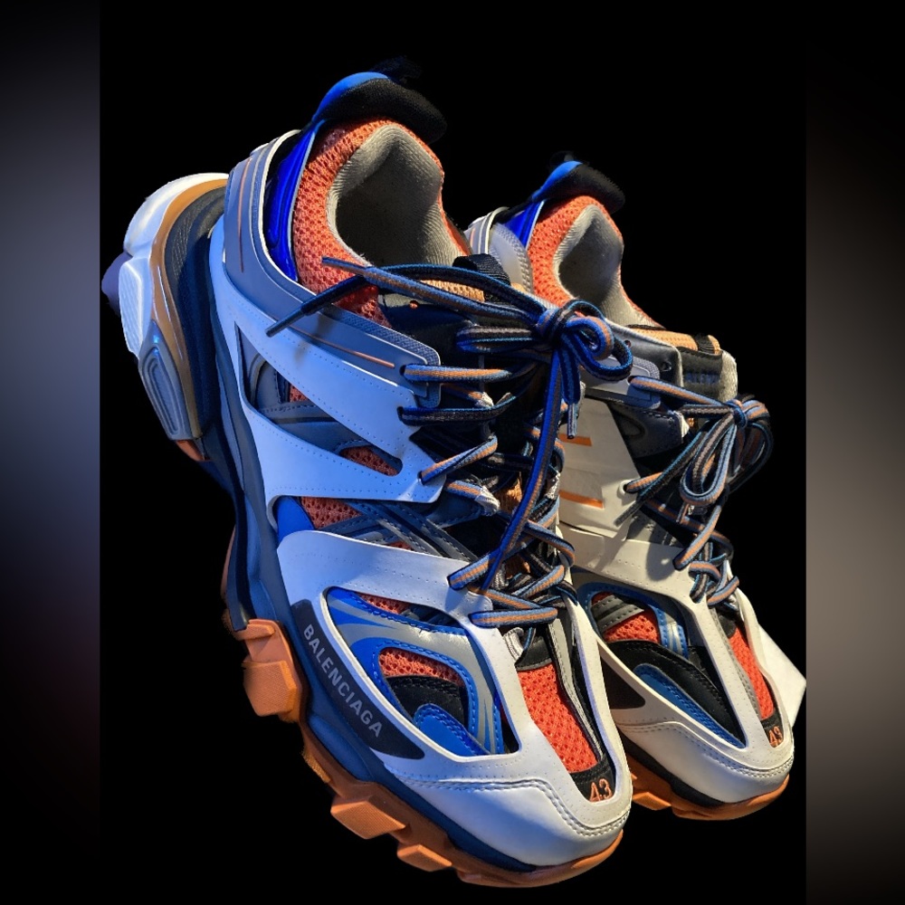 Men’s Balenciaga track, size 43 orange, white blue and gray,
